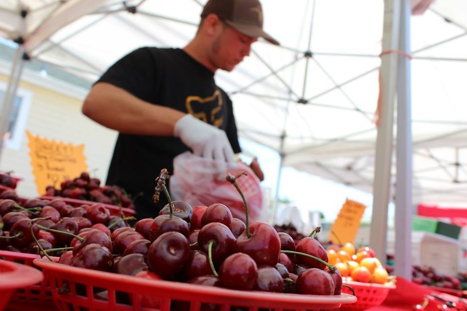 San Leandro Farmers Market Person with Cherries